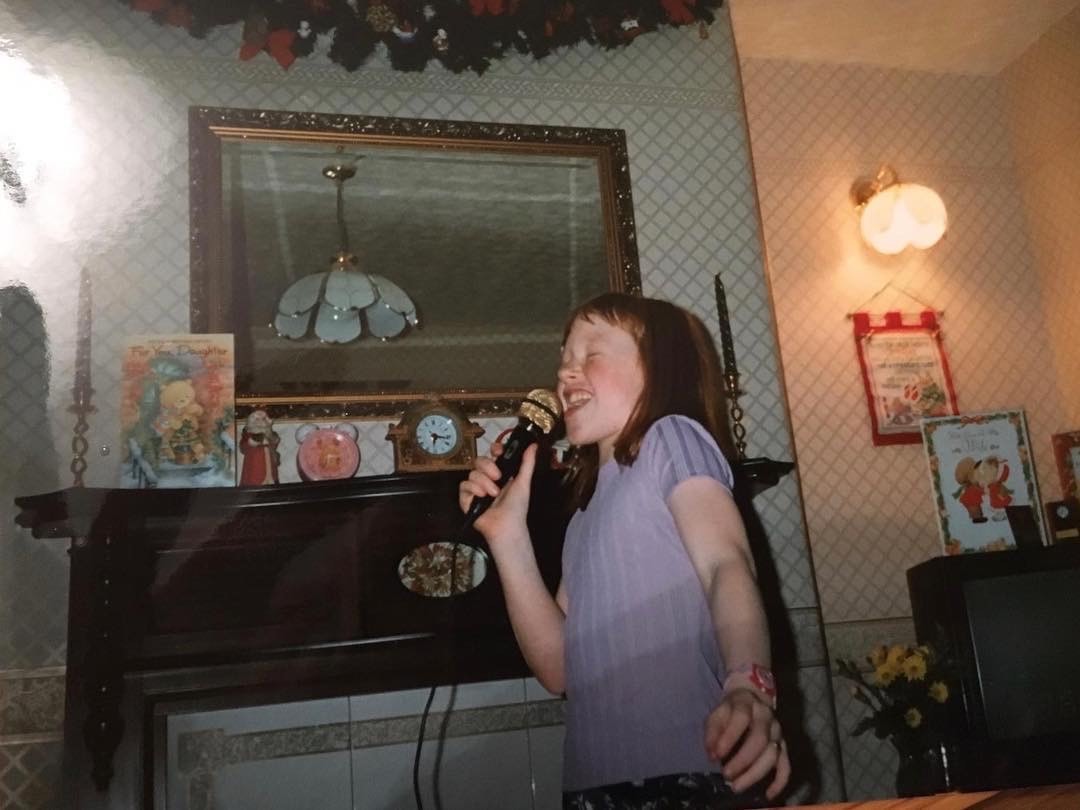 Young singer singing